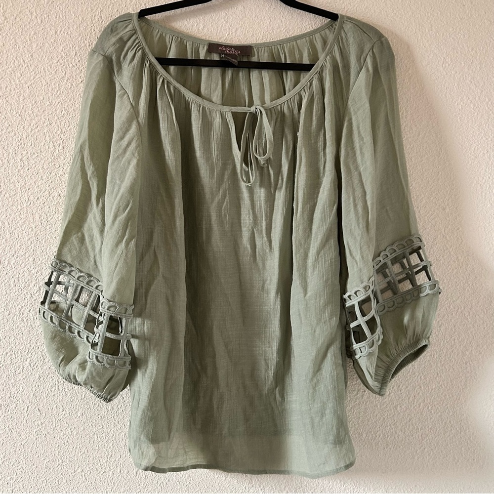 Olivia and Martin Puff Cage Sleeve Prairie Top Women Size 1X